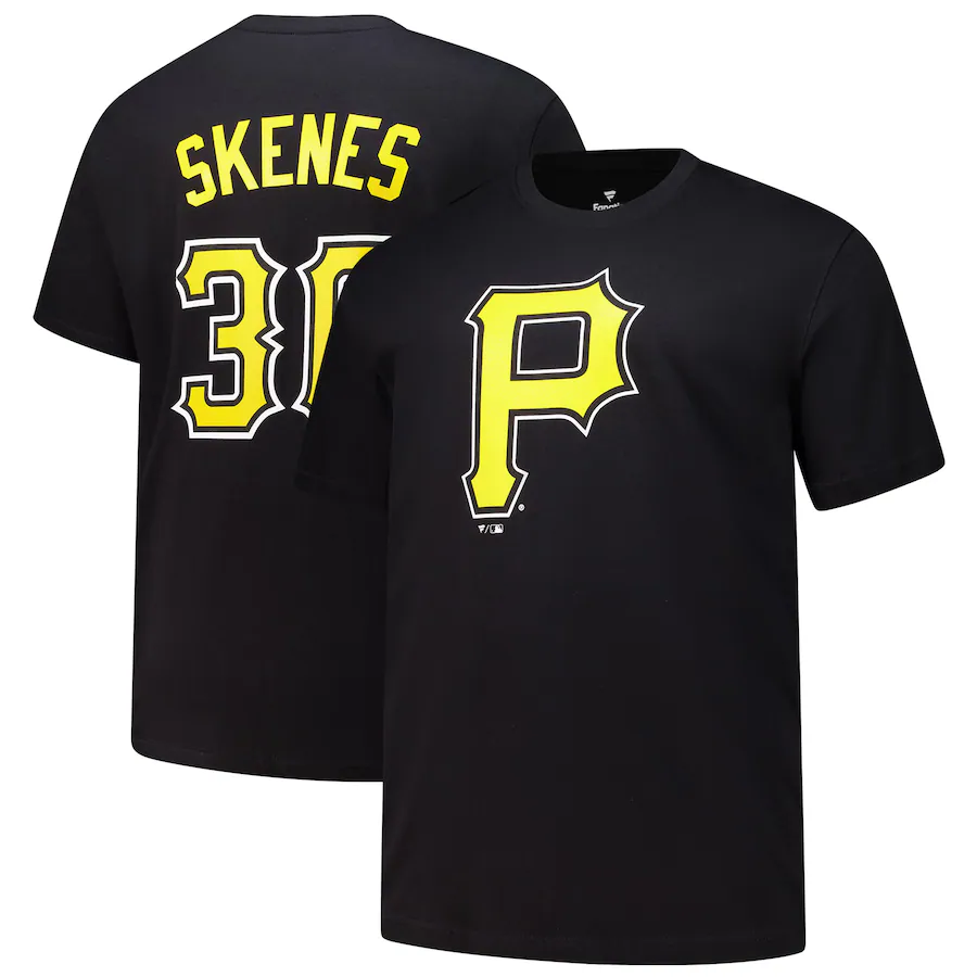 Men's Pittsburgh Pirates Paul Skenes Profile Black Big & Tall Name & Number T-Shirt - Jersey
