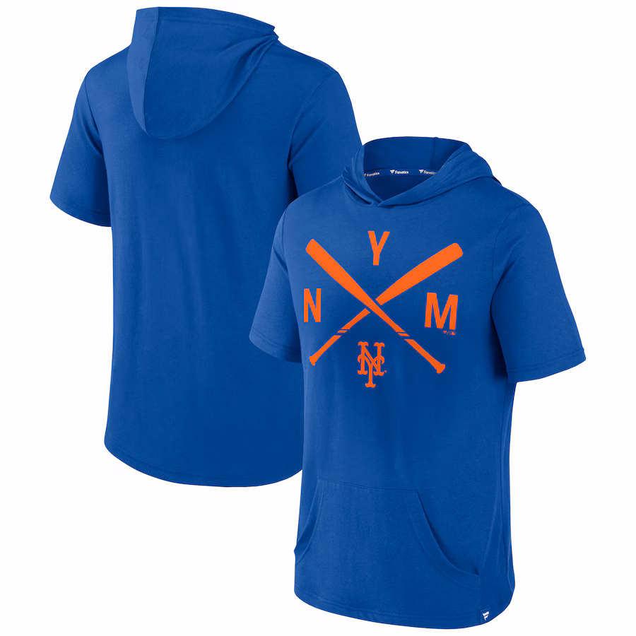 Men's New York Mets Fanatics Royal Iconic Rebel Short Sleeve Hooded Top - Jersey