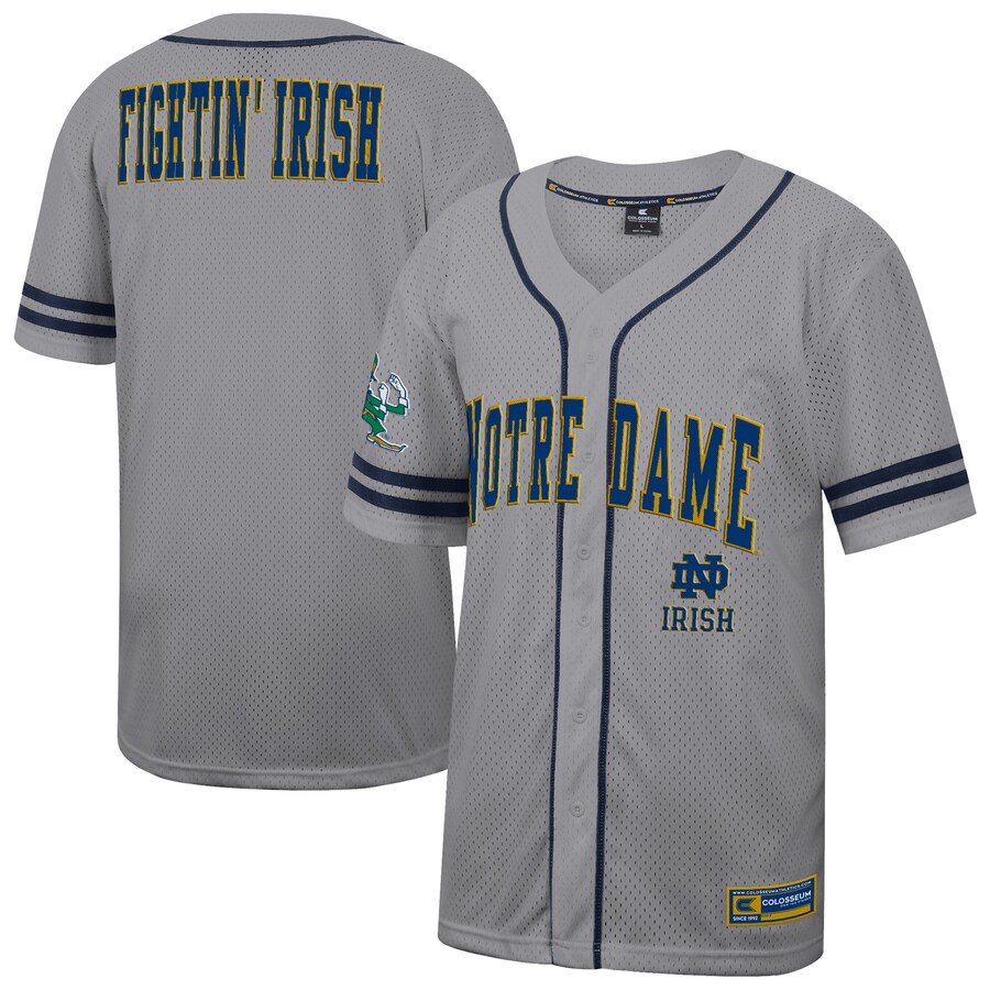 Men's Colosseum Gray Notre Dame Fighting Irish Free Spirited Baseball Jersey - Jersey