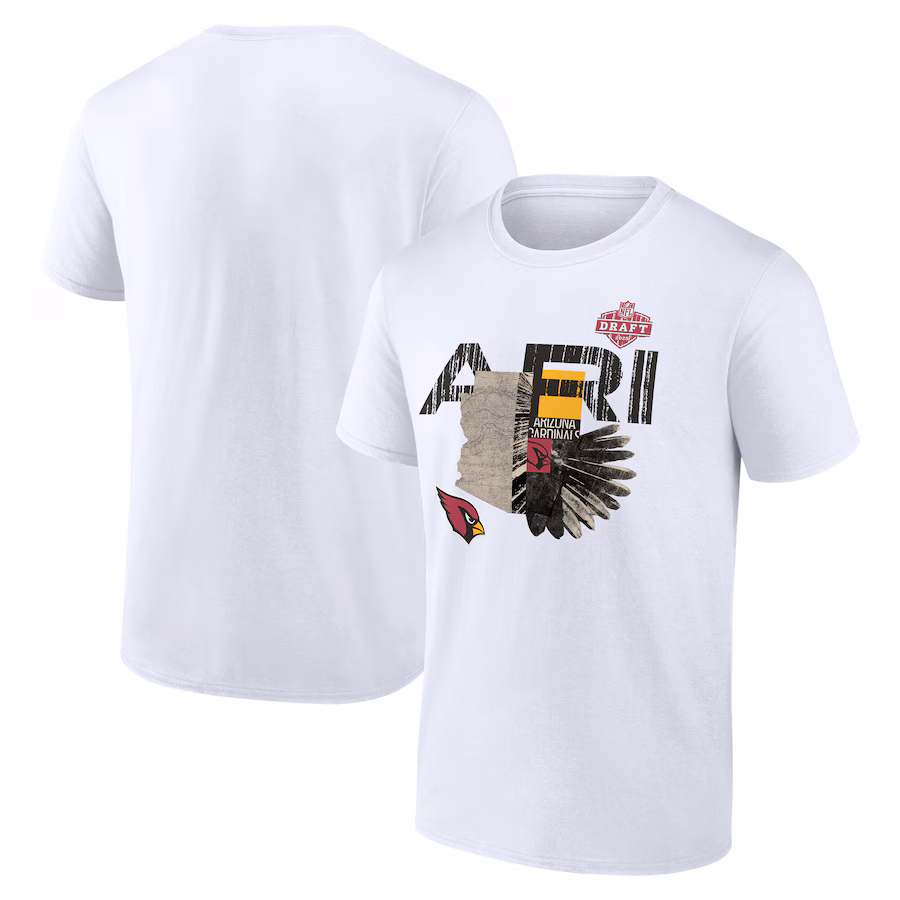 Men's Arizona Cardinals White 2025 NFL Draft T-Shirt - Jersey