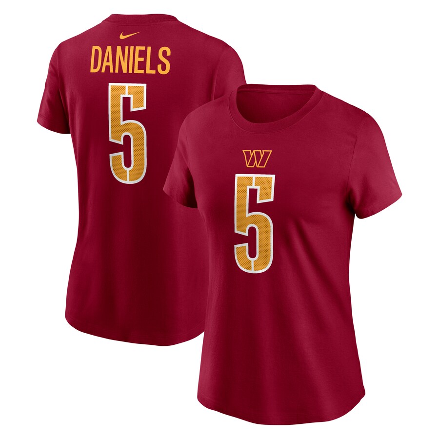 Women's Washington Commanders Jayden Daniels Nike Burgundy  Name & Number T-Shirt - Jersey