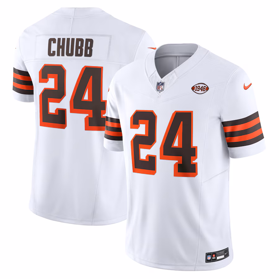 Men's Cleveland Browns Nick Chubb Nike White Vapor F.U.S.E. Limited Jersey - Jersey