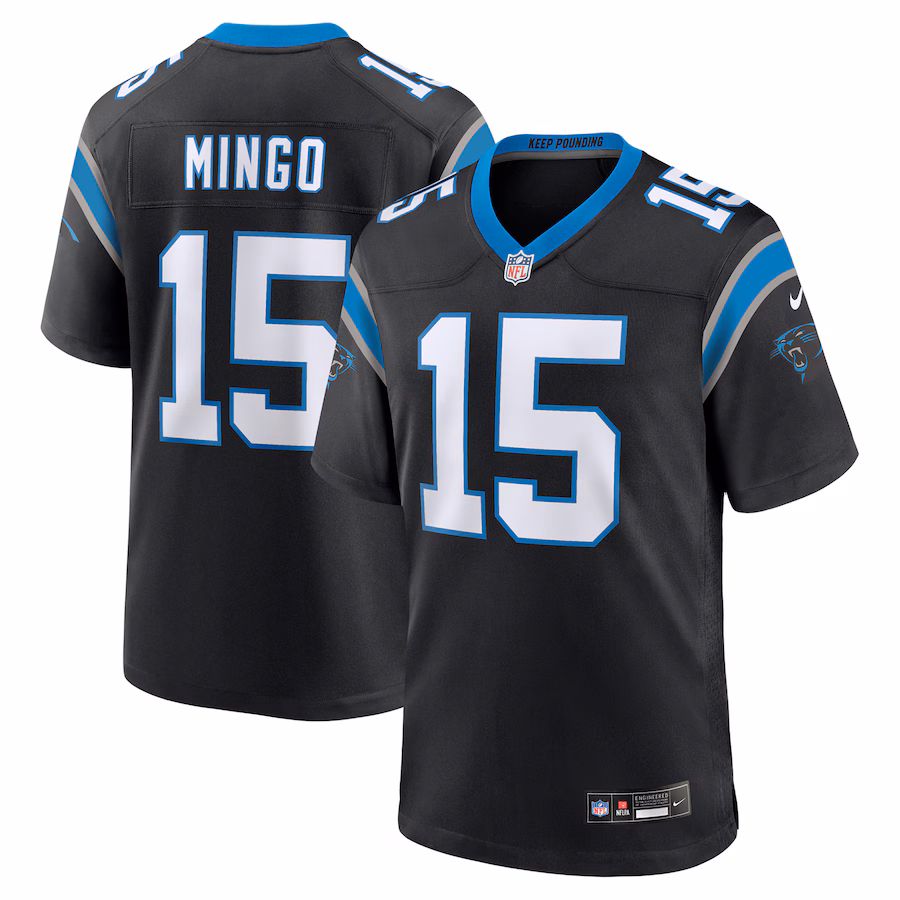 Men's Carolina Panthers Jonathan Mingo Nike Black Game Jersey - Jersey