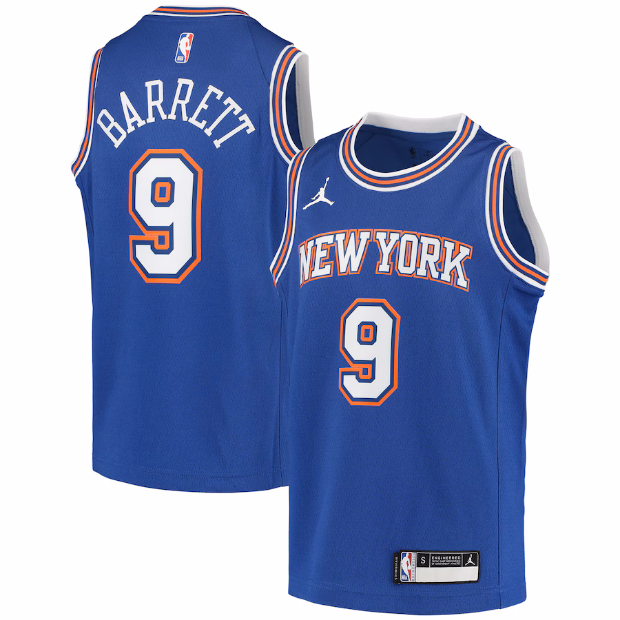 Youth New York Knicks RJ Barrett Jordan Brand Blue 2020/21 Swingman Player Jersey - Statement Edition - Jersey
