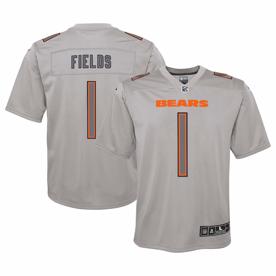 Youth Chicago Bears Justin Fields Nike Gray Atmosphere Game Jersey - Jersey