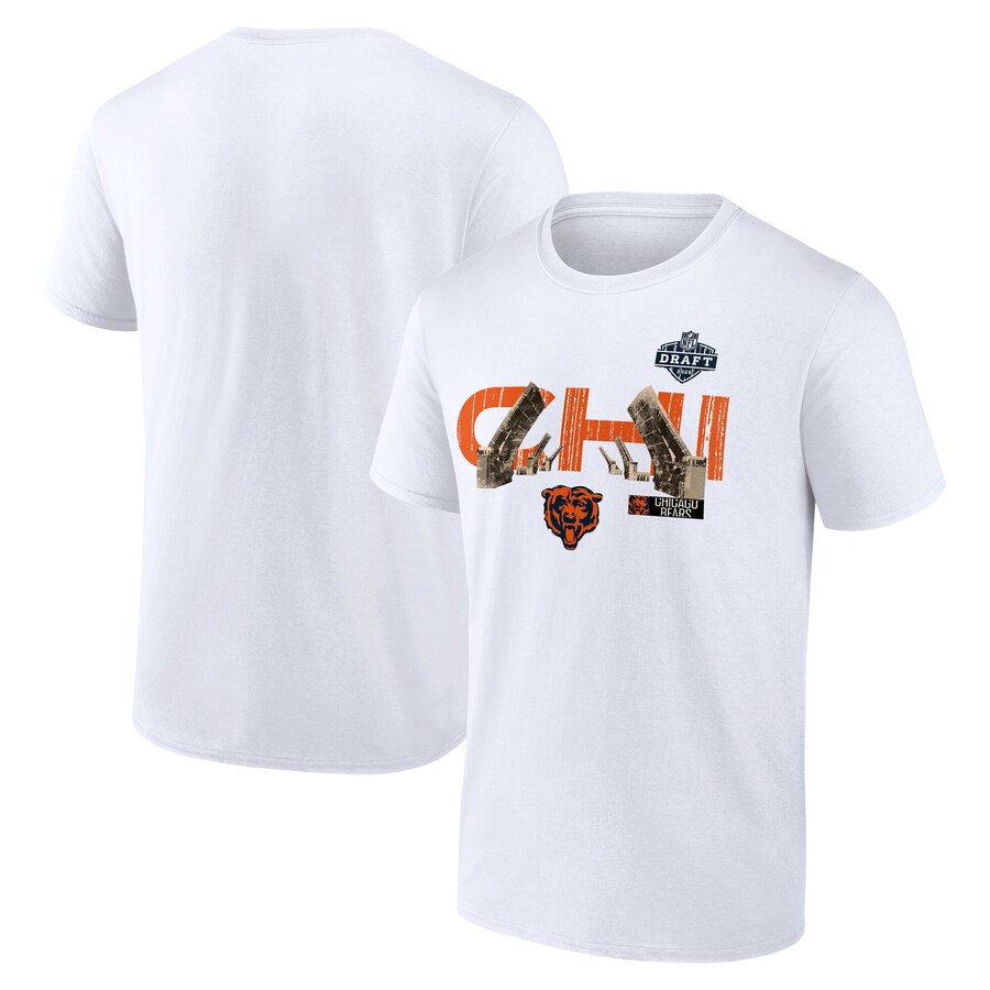 Men's Chicago Bears White 2025 NFL Draft T-Shirt - Jersey