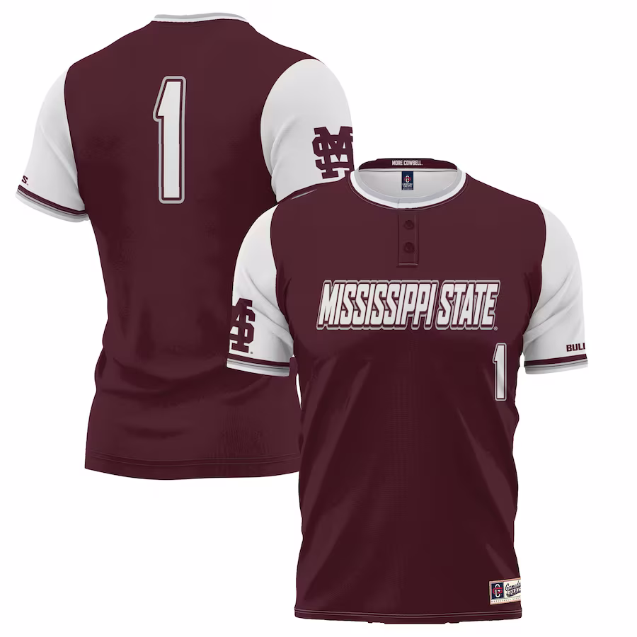 #1 Mississippi State Bulldogs GameDay Greats Youth Lightweight Softball Jersey - Maroon - Jersey