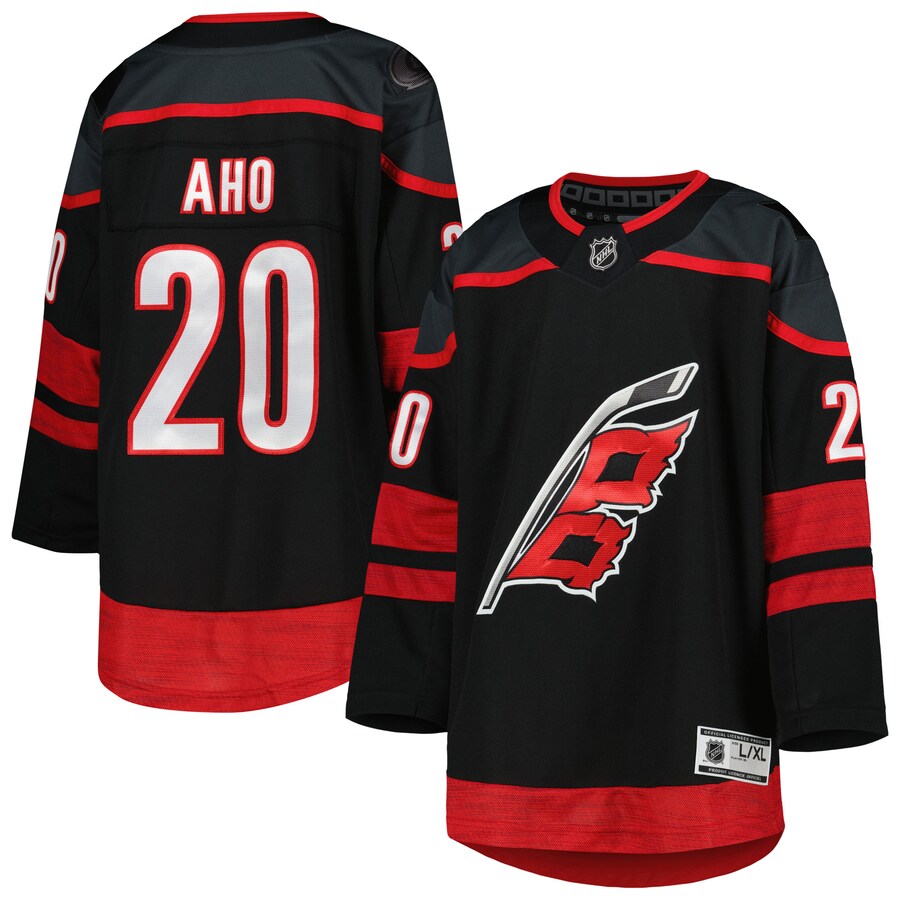 Youth Carolina Hurricanes Sebastian Aho Black Home Premier Player Jersey - Jersey