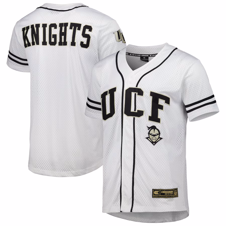 Men's Colosseum White UCF Knights Free Spirited Mesh Button-Up Baseball Jersey - Jersey
