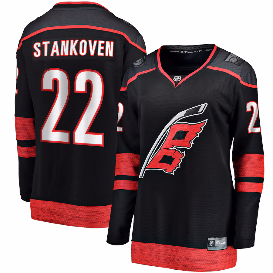 Women's Carolina Hurricanes Logan Stankoven Fanatics Black Home Breakaway Player Jersey - Jersey