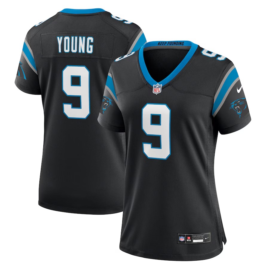 Women's Carolina Panthers Bryce Young Nike Black Team Game Jersey - Jersey