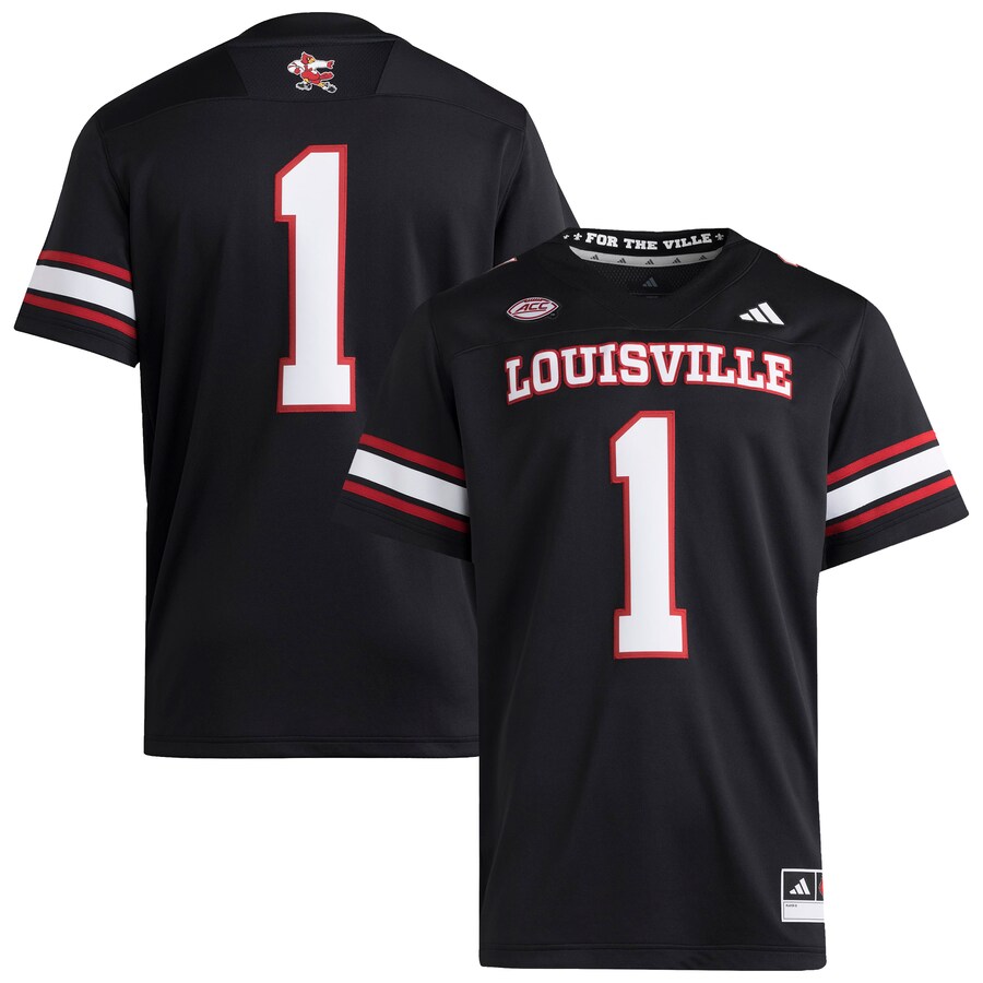 Men's adidas #1 Black Louisville Cardinals Premier Strategy Jersey - Jersey