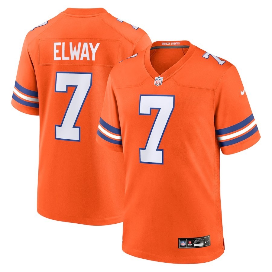 Men's Denver Broncos John Elway Nike Orange Mile High Collection 1977 Throwback Retired Player Game Jersey - Jersey