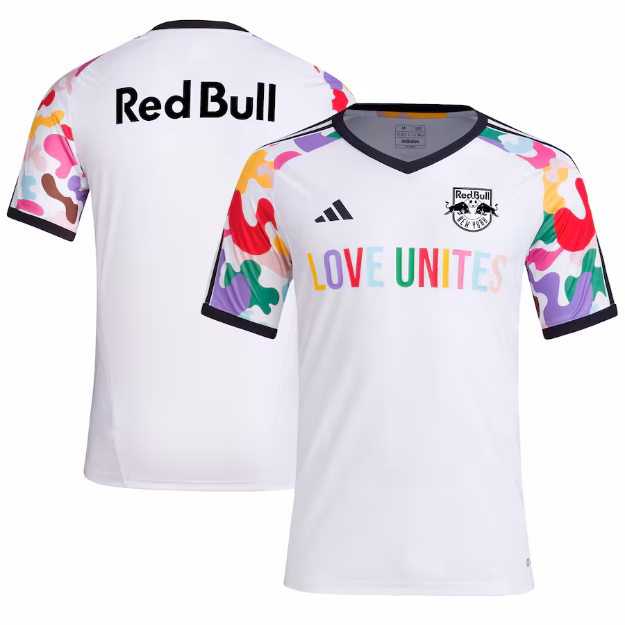 Men's New York Red Bulls  adidas White 2023 Pride Pre-Match Top - Jersey
