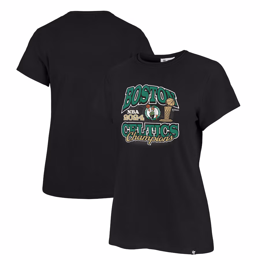 Women's Boston Celtics '47 Black 2024 NBA Finals Champions Trophy Franklin T-Shirt - Jersey