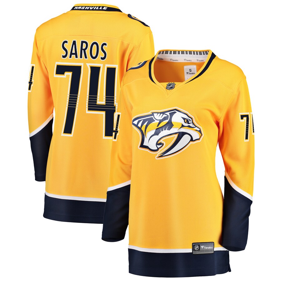Women's Nashville Predators Juuse Saros Fanatics Branded Gold Breakaway Player Jersey - Jersey