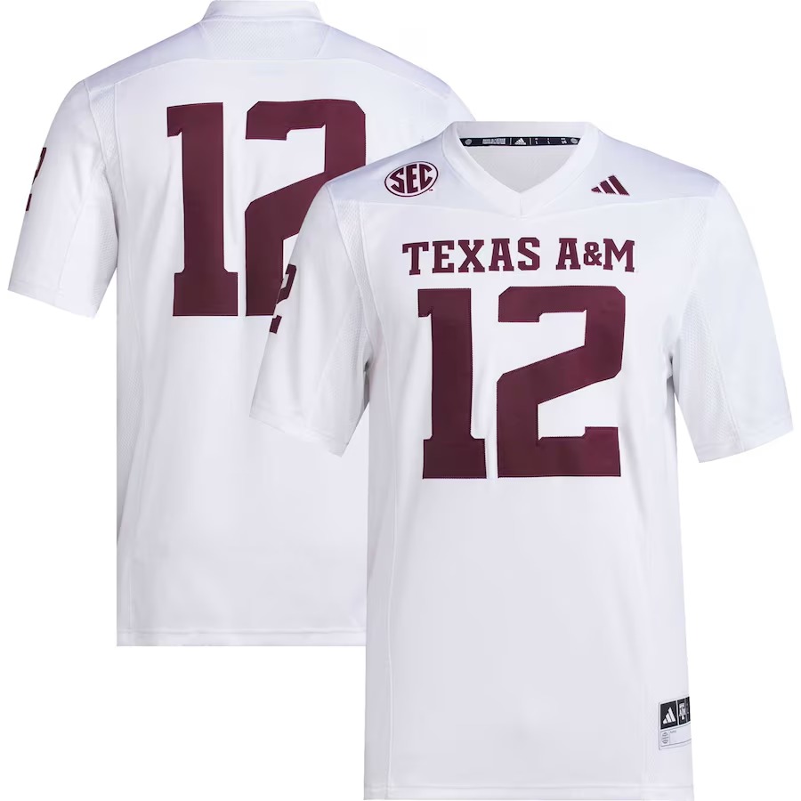 #12 Texas A&M Aggies adidas Premier Football Jersey - White - Jersey