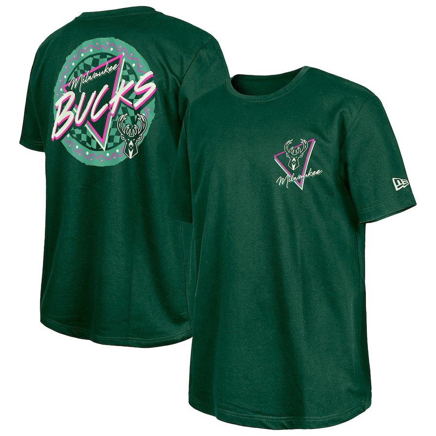 Men's Milwaukee Bucks  New Era Hunter Green Glow-in-the-Dark T-Shirt - Jersey