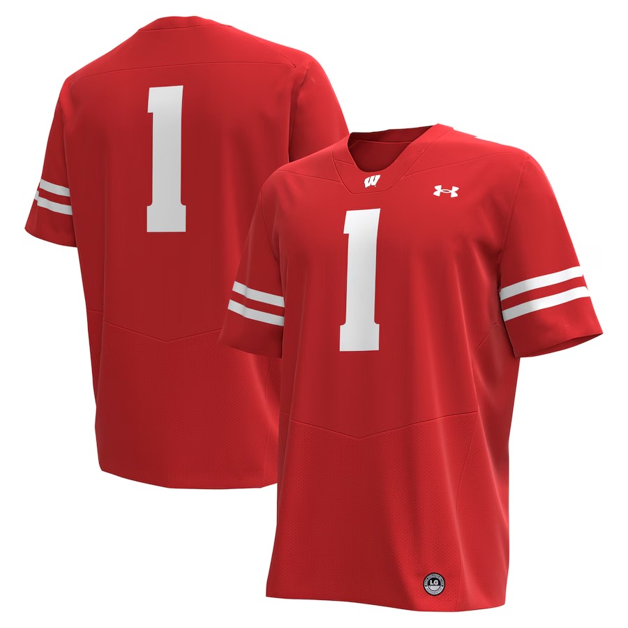 Men's Under Armour #1 Red Wisconsin Badgers Replica Football Jersey - Jersey