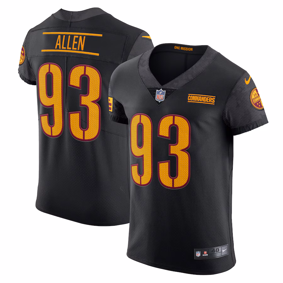 Men's Washington Commanders Jonathan Allen Nike Black Alternate Vapor Elite Jersey - Jersey