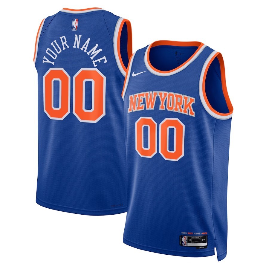 Unisex New York Knicks Nike Blue Swingman Custom Jersey - Icon Edition - Jersey