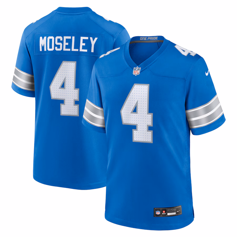 Men's Detroit Lions Emmanuel Moseley Nike Blue Team Game Jersey - Jersey