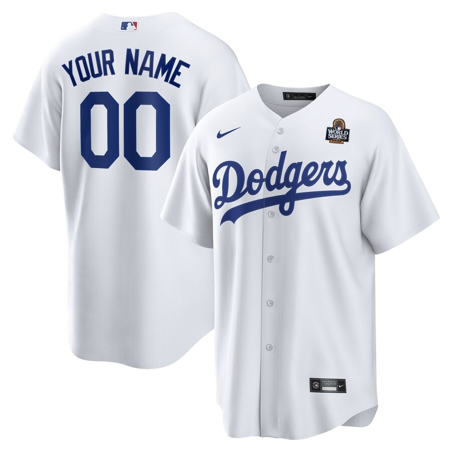 Men's Los Angeles Dodgers Nike White 2024 World Series Home Custom Replica Jersey - Jersey