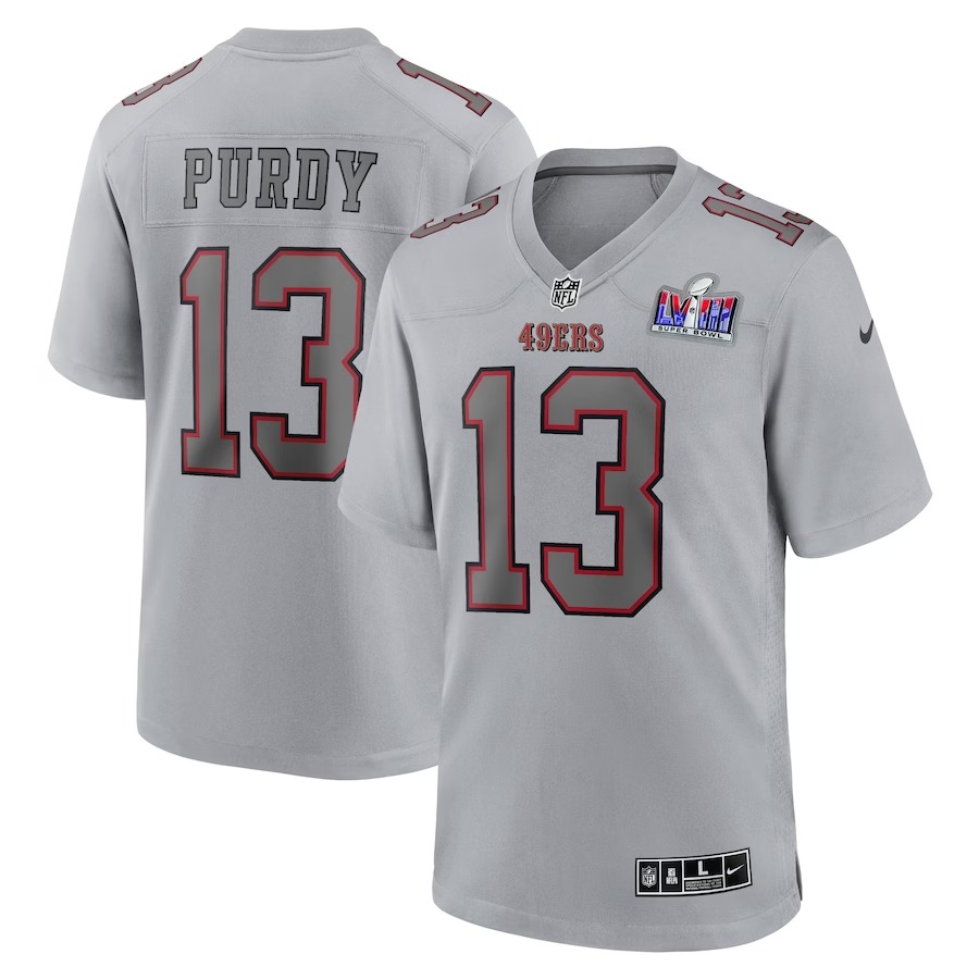 Men's San Francisco 49ers Brock Purdy Nike Gray Super Bowl LVIII Atmosphere Fashion Game Jersey - Jersey