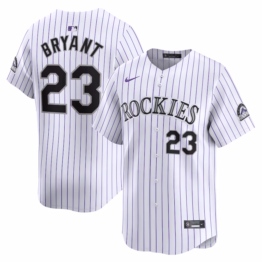 Men's Colorado Rockies Kris Bryant Nike White Home Limited Player Jersey - Jersey