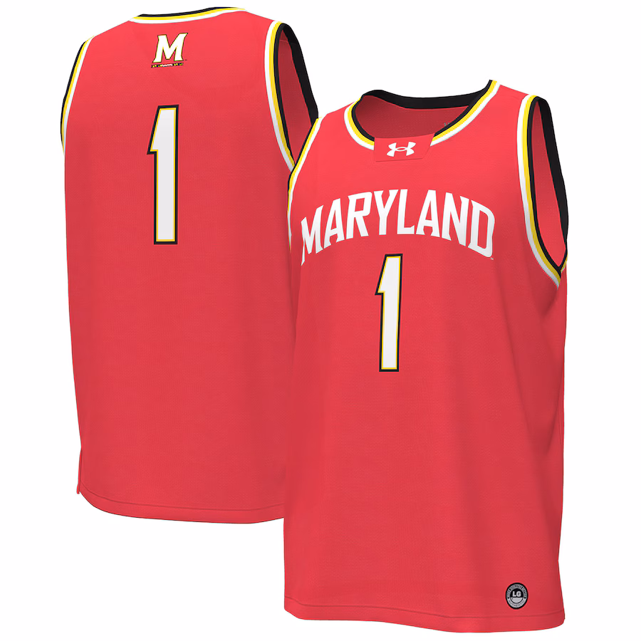 Men's Under Armour #1 Red Maryland Terrapins Replica Basketball Jersey - Jersey