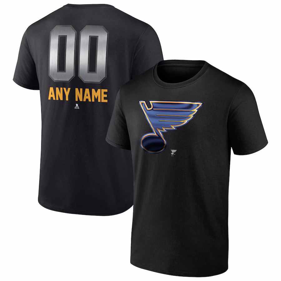 Men's St. Louis Blues Black Personalized Midnight Mascot Logo T-Shirt - Jersey
