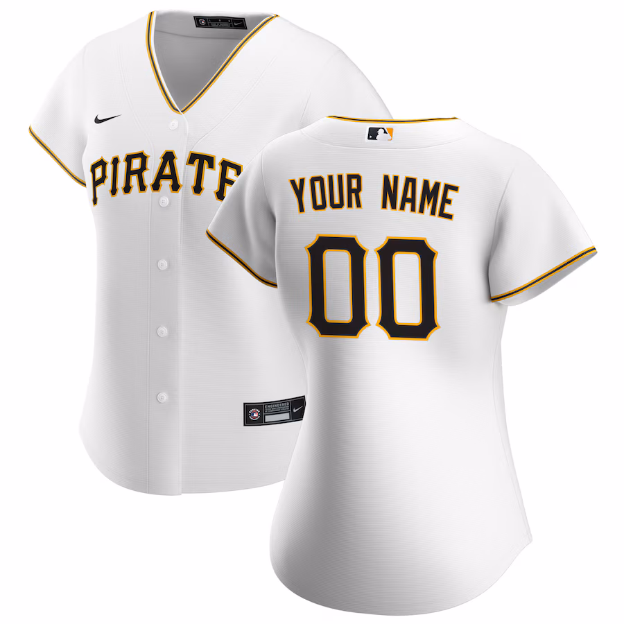 Women's Pittsburgh Pirates Nike White Home Replica Custom Jersey - Jersey