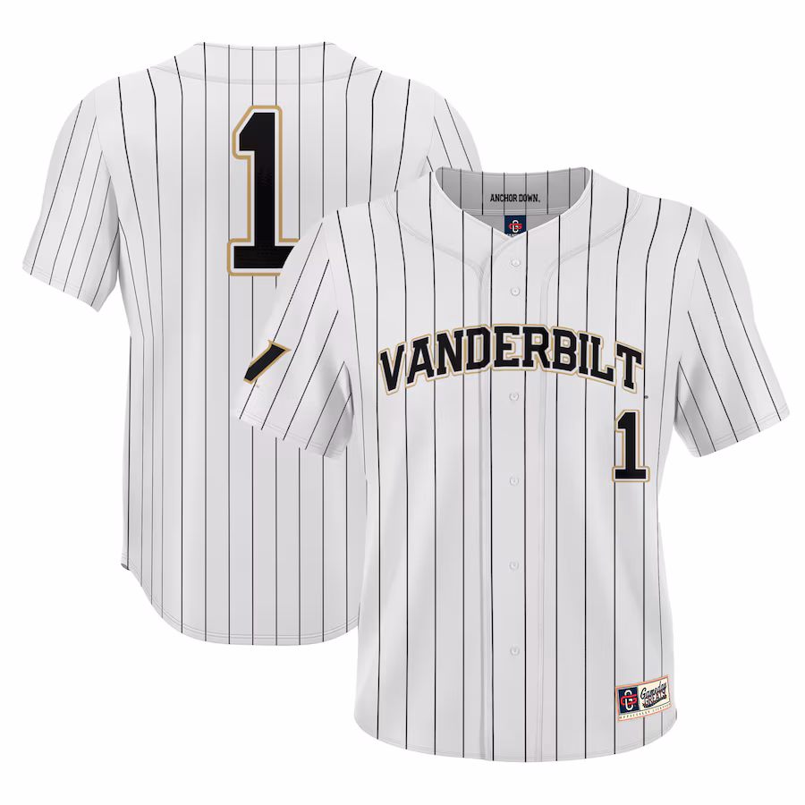 #1 Vanderbilt Commodores GameDay Greats Youth Lightweight Baseball Jersey - White - Jersey