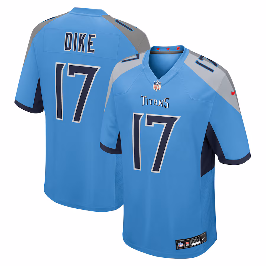 Men's Tennessee Titans Chimere Dike Nike Light Blue Team Game Jersey - Jersey