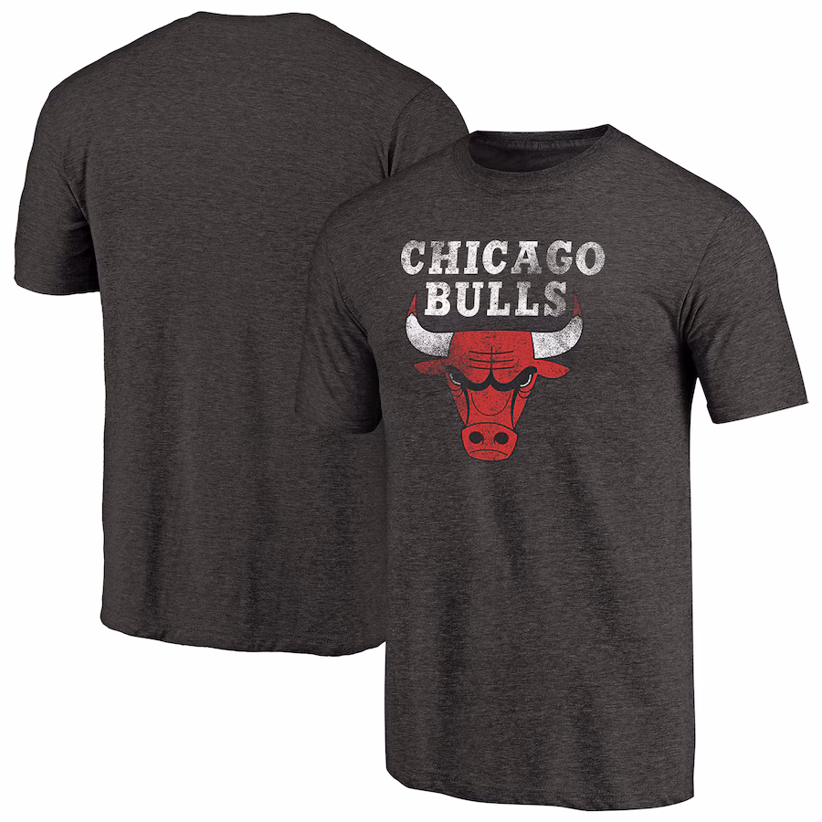Men's Chicago Bulls Black Distressed Logo Tri-Blend T-Shirt - Jersey