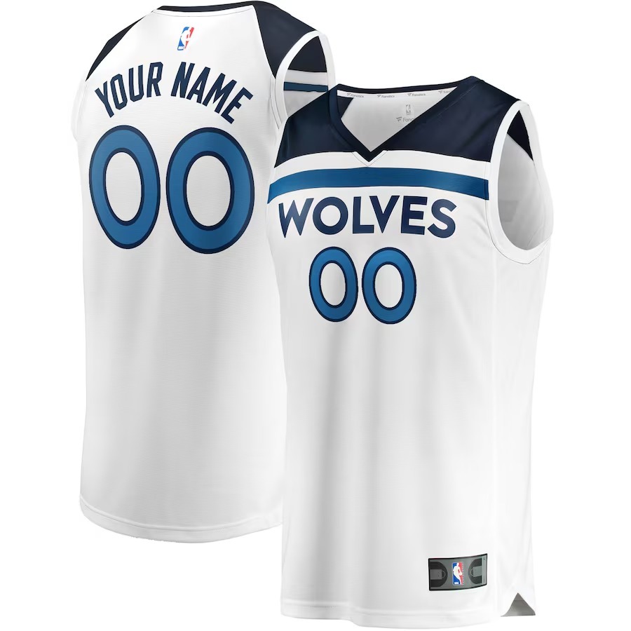 Men's Minnesota Timberwolves Fanatics White Fast Break Custom Replica Jersey - Association Edition - Jersey