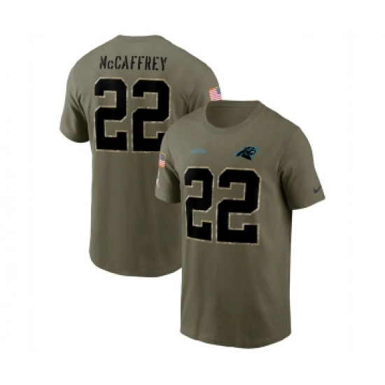 Men's Carolina Panthers #22 Christian McCaffrey 2022 Olive Salute to Service T-Shirt - Jersey