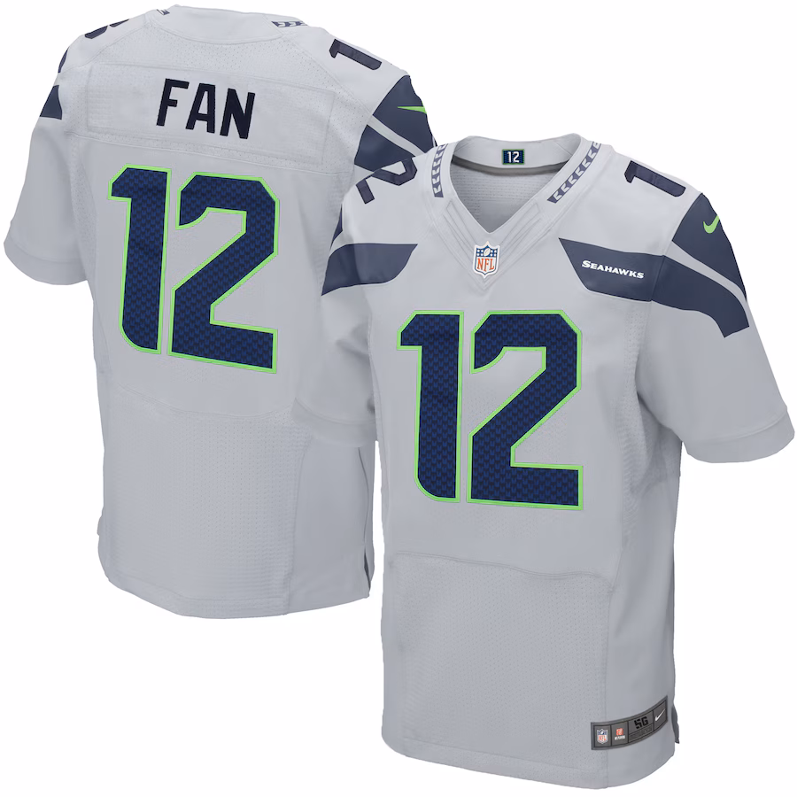 Mens Seattle Seahawks 12s Nike Gray Elite Jersey - Jersey