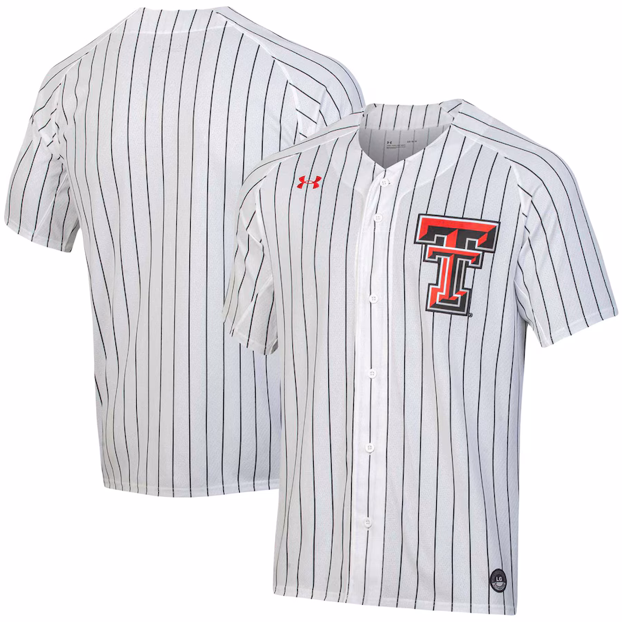 Men's Under Armour White Texas Tech Red Raiders Softball Button-Up Jersey - Jersey