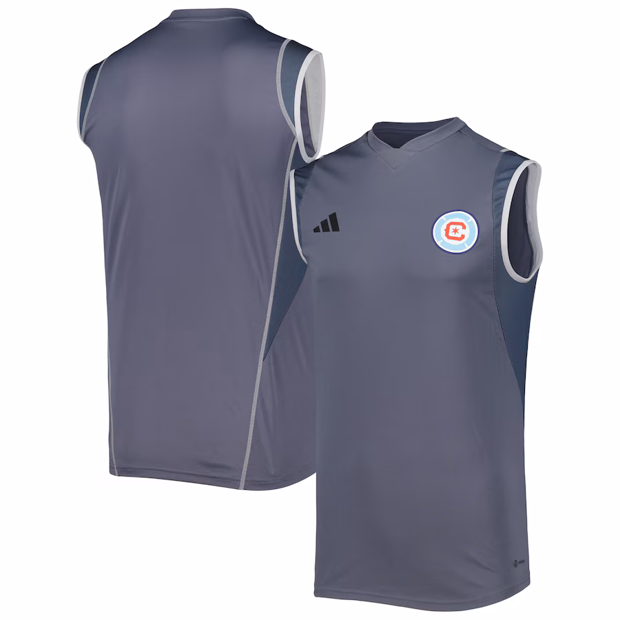 Men's Chicago Fire adidas Gray 2023 On-Field Sleeveless Training Jersey - Jersey