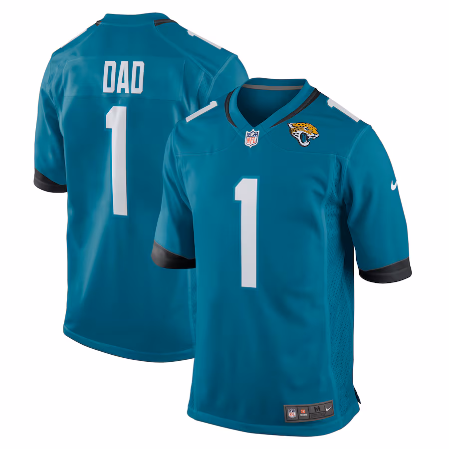 Men's Jacksonville Jaguars Number 1 Dad Nike Teal Game Jersey - Jersey