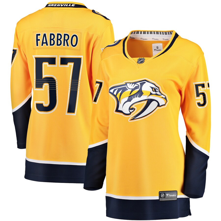 Women's Nashville Predators Dante Fabbro Fanatics Branded Gold Home Breakaway Player Jersey - Jersey