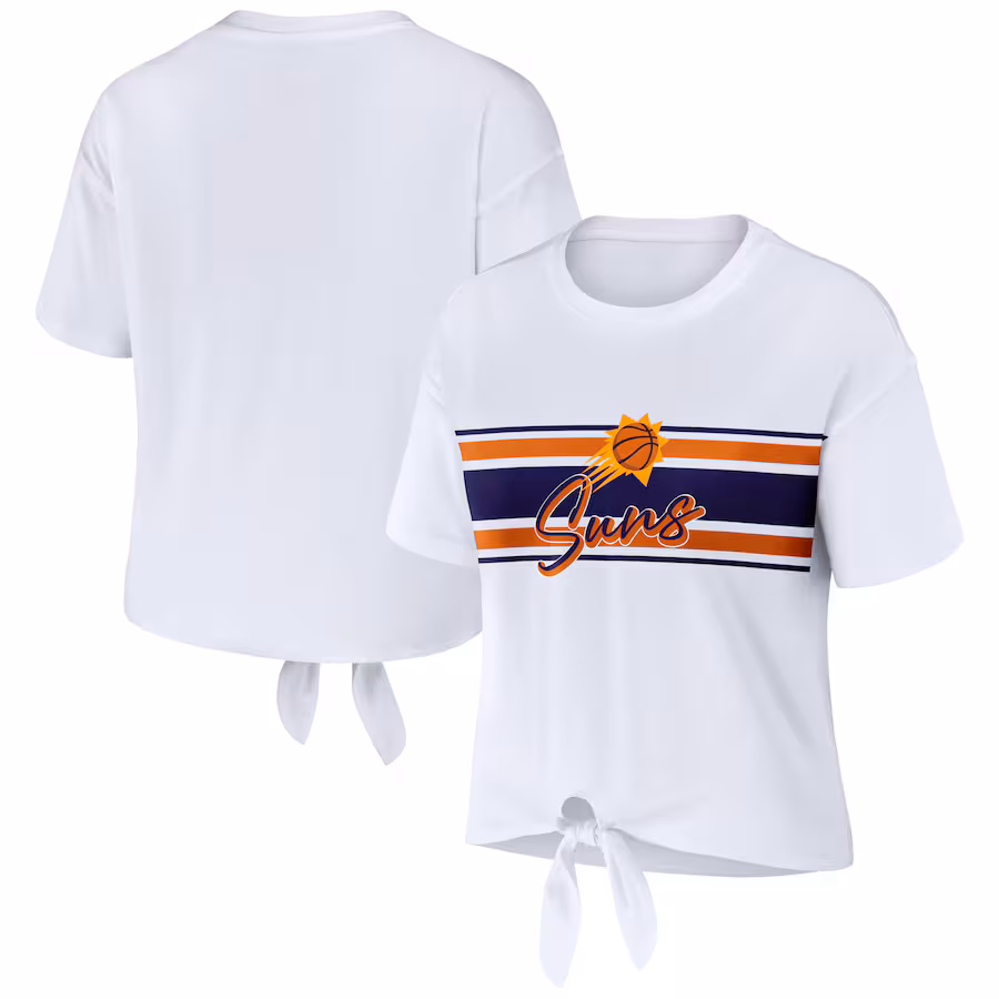 Women's Phoenix Suns  WEAR by Erin Andrews White Tie-Front T-Shirt - Jersey