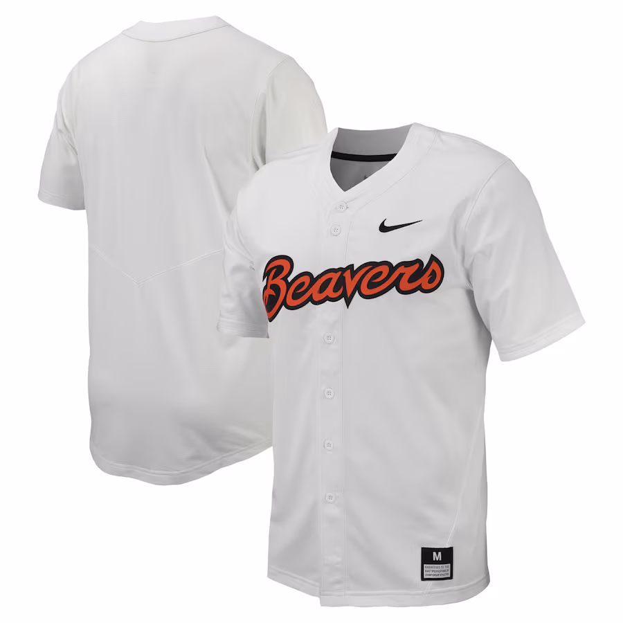 Men's Nike White Oregon State Beavers Replica Full-Button Baseball Jersey - Jersey