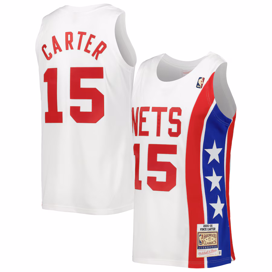 Men's New Jersey Nets Vince Carter Mitchell & Ness White Hardwood Classics Swingman Jersey - Jersey
