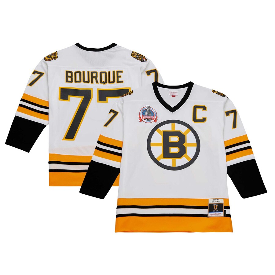 Men's Boston Bruins Ray Bourque Mitchell & Ness White 1989 Blue Line Player Jersey - Jersey