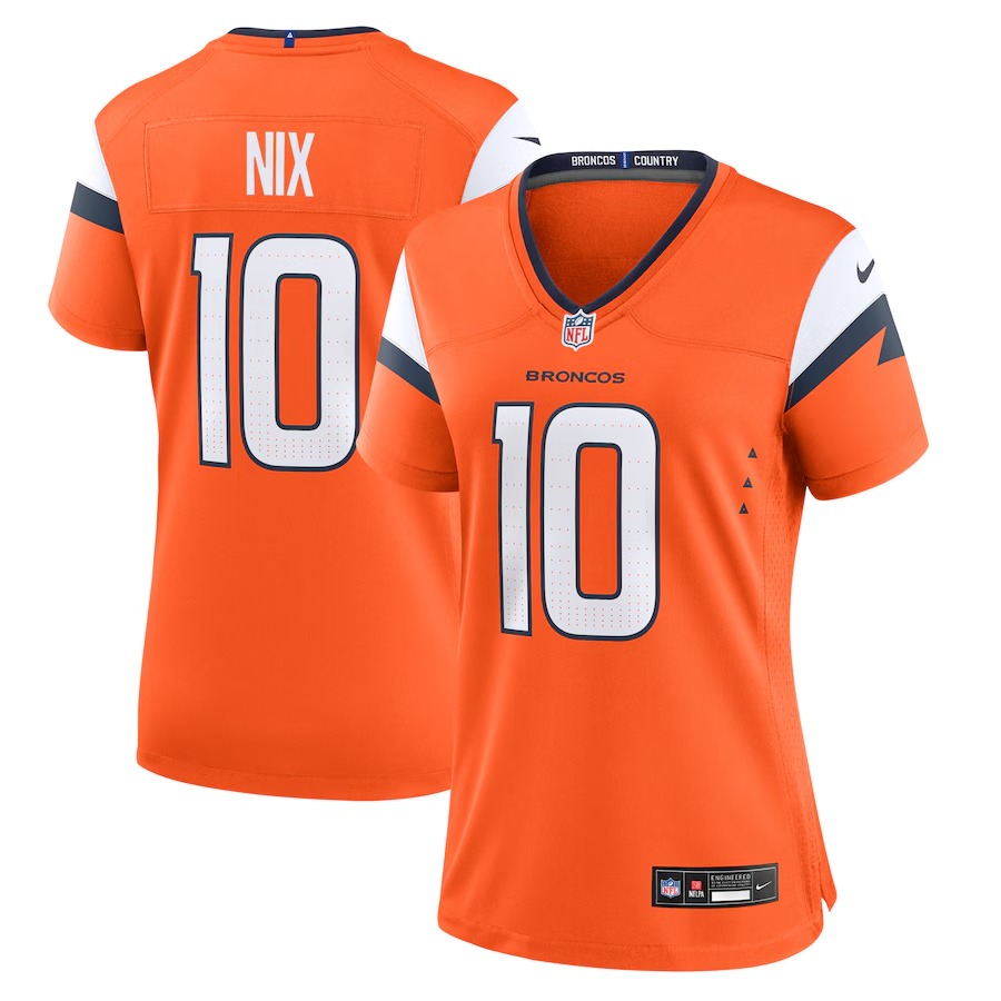 Women's Denver Broncos Bo Nix Nike  Orange Game Jersey - Jersey