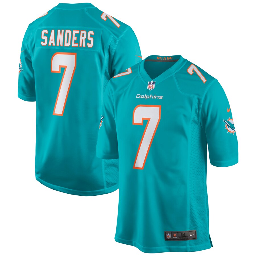 Men's Miami Dolphins Jason Sanders Nike Aqua Game Jersey - Jersey