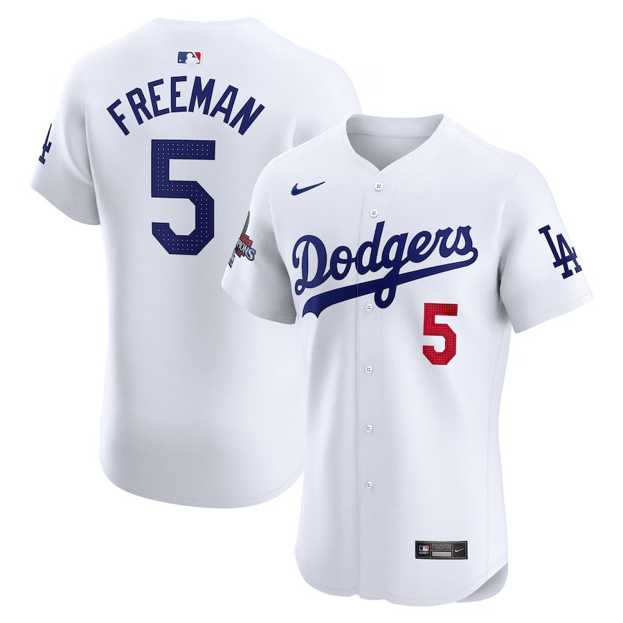 Men's Los Angeles Dodgers Freddie Freeman Nike White 2024 World Series Champions Home Elite Player Jersey - Jersey