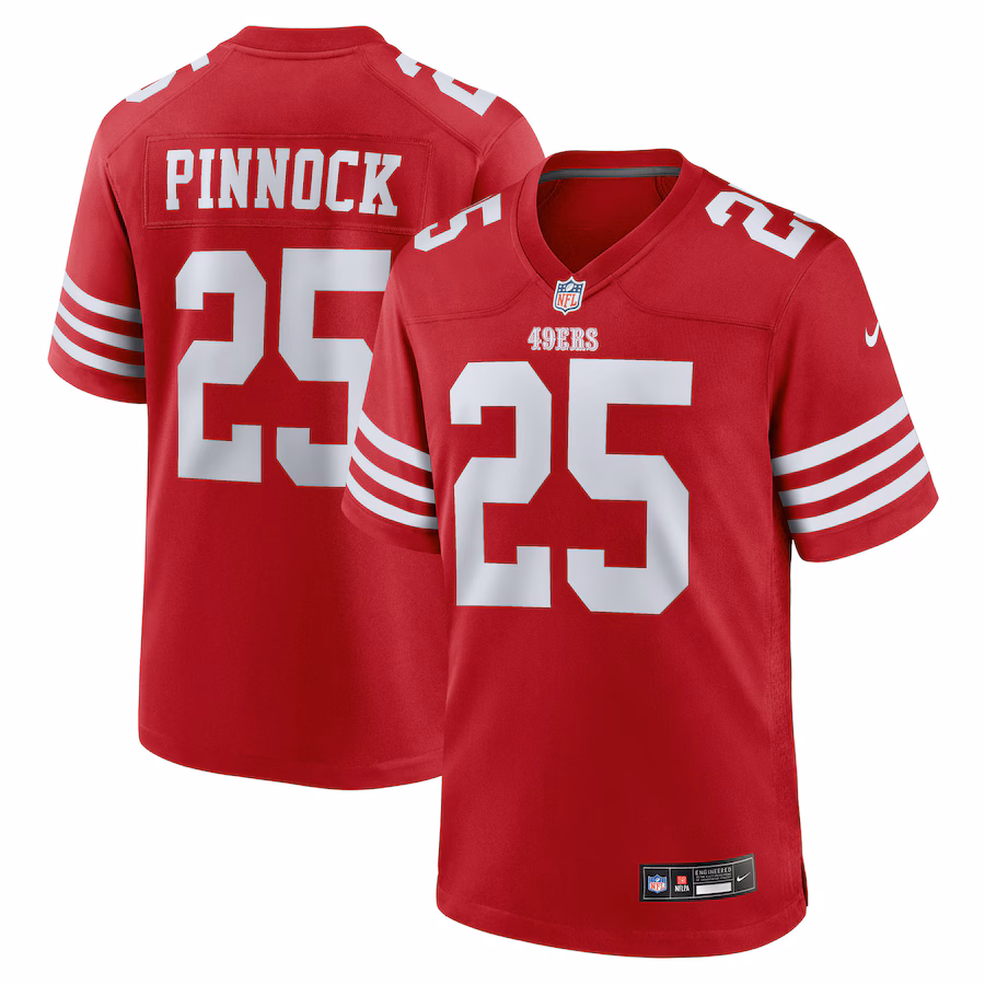Men's San Francisco 49ers Jason Pinnock Nike Scarlet Team Game Jersey - Jersey